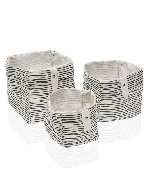 SET OF 3 BLACK LINES MODEL BASKETS