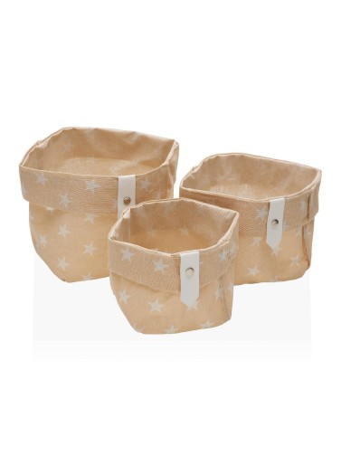 SET DE 3 CESTAS BEIGE MODELO ESTRELLAS