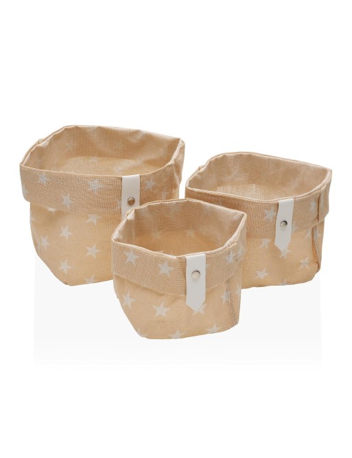 SET DE 3 CESTAS BEIGE MODELO ESTRELLAS SET DE 3 CESTAS BEIGE MODELO ESTRELLAS