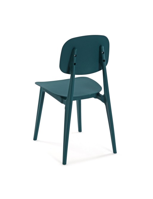 BLUE CHAIR WITH PROPYLENE SEAT AND WOODEN LEGS