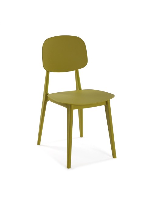 CHAISE COULEUR MOUTARDE, ASSISE EN PROPYLÈNE, MODÈLE SILVIA