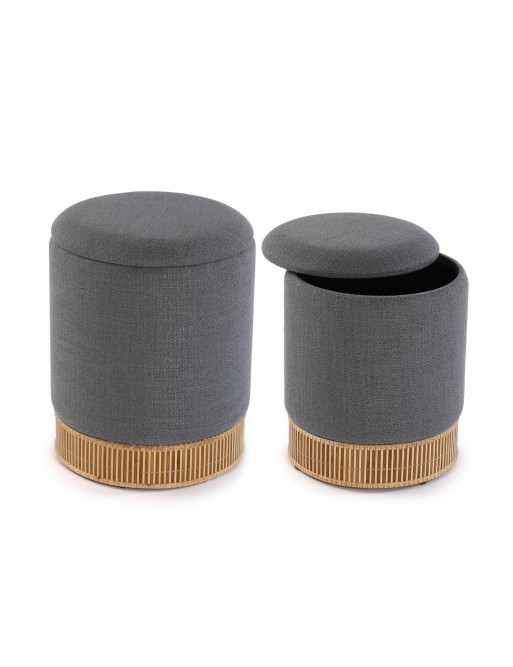 LOT DE 2 POUFS AVEC RANGEMENT GRIS FONCÉ MODÈLE ERIK