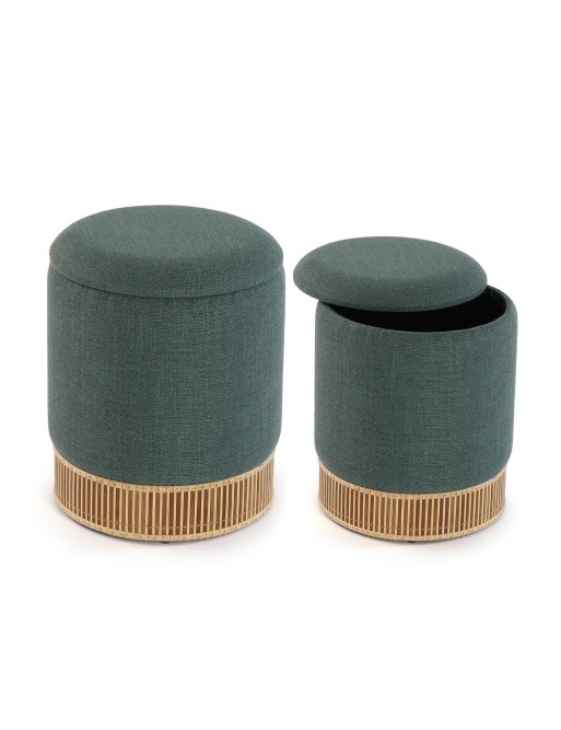 SET MIT 2 POUFS MIT GRÜNEM AUFBEWAHRUNGSMODELL ERIK