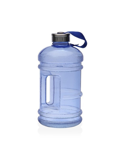 BLUE PLASTIC BOTTLE WITH STAINLESS CAP 2 LITERS