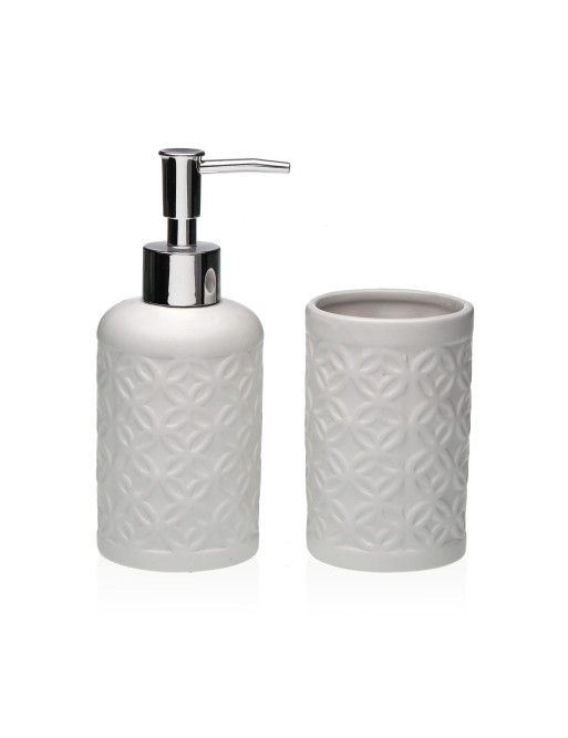 BATHROOM DISPENSER AND BRUSH CUP SET WHITE ARTAI MODEL