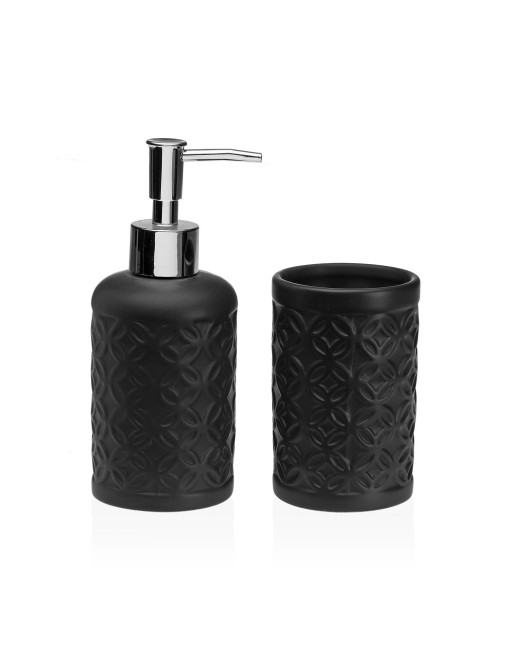 BATHROOM DISPENSER AND BRUSH CUP SET BLACK ARTAI MODEL BATHROOM DISPENSER AND BRUSH CUP SET BLACK ARTAI MODEL