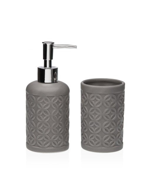 GREY ARTAI MODEL BATH DISPENSER AND BRUSH CUP SET