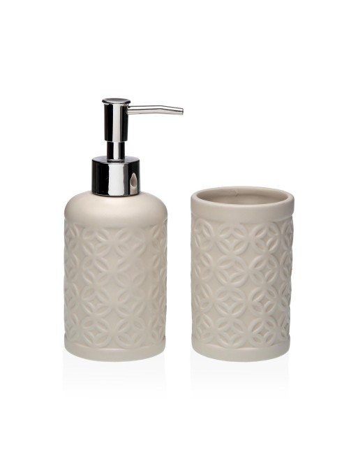 ENSEMBLE DISTRIBUTEUR DE BAIN BEIGE ET GOBELET BROSSE MODÈLE ARTAI