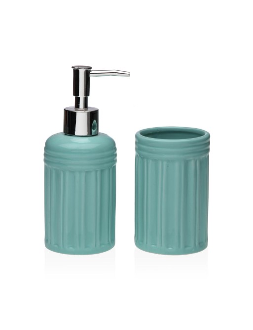 BATHROOM DISPENSER AND BRUSH CUP SET BLUE DILAN MODEL BATHROOM DISPENSER AND BRUSH CUP SET BLUE DILAN MODEL