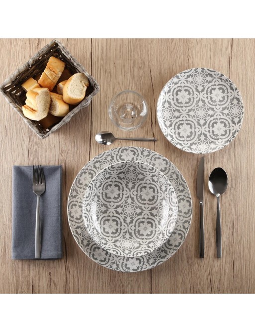 VAJILLA CON 18 PIEZAS MODELO CRUZ MARINA GRIS VAJILLA CON 18 PIEZAS MODELO CRUZ MARINA GRIS