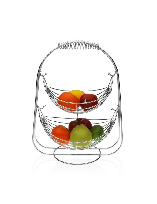 CHROME-PLATED STEEL FRUIT BOWL WITH TWO BASKETS 37x30 cm CHROME-PLATED STEEL FRUIT BOWL WITH TWO BASKETS 37x30 cm