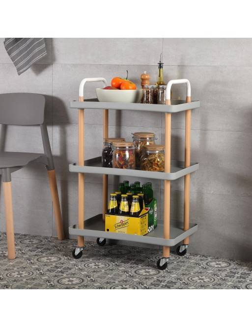 Cart with wheels and 3 shelves, model Praga (gray) Cart with wheels and 3 shelves, model Praga (gray)