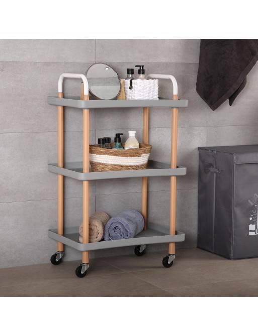 Cart with wheels and 3 shelves, model Praga (gray) Cart with wheels and 3 shelves, model Praga (gray)