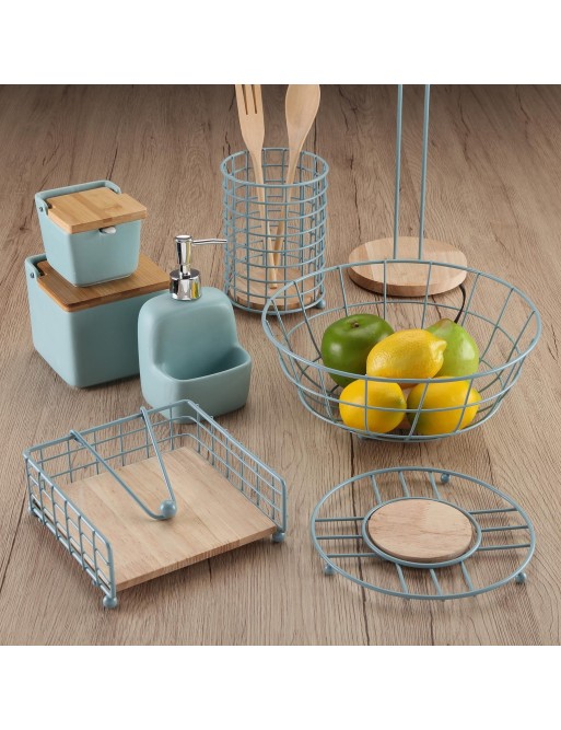 BLUE METAL AND WOODEN TRIVIATABLECLOTH ROD MODEL