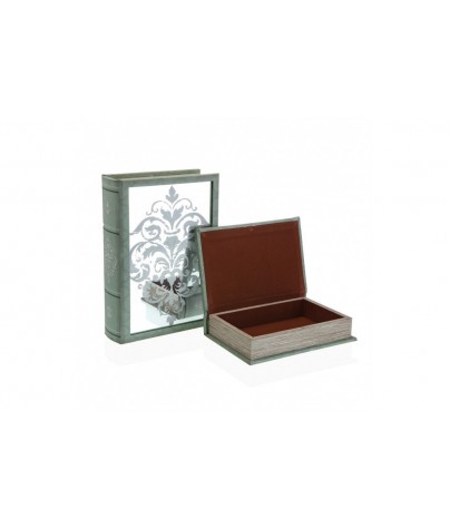 SET OF 2 BOOKS WITH DAMASK...