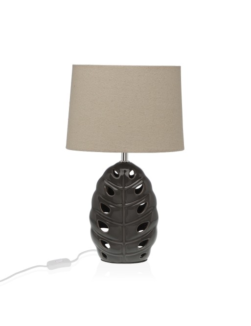 LAMPE EN CÉRAMIQUE ARGENTÉE 42CM