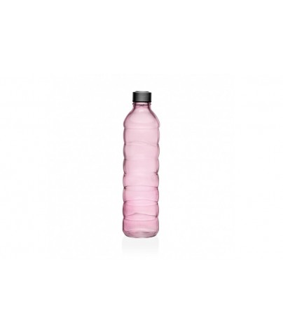 PINK GLASS BOTTLE WITH...