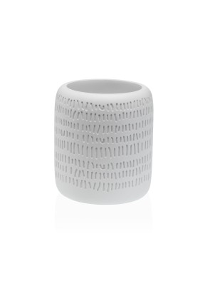 VASO PORTCEPILLOS DE BAÑO BLANCO 16x8.2 CM