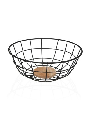 MODÈLE DE TIGE DE COUPE À FRUITS EN MÉTAL NOIR ET BOIS