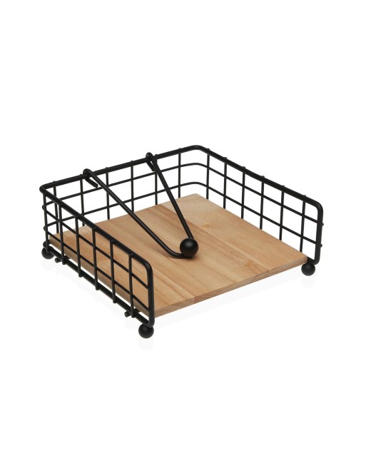 ROND DE SERVIETTE EN MÉTAL NOIR ET BOIS, MODÈLE TIGE