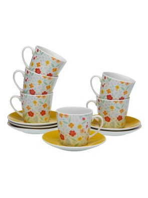 LOT DE 6 TASSES À THÉ MODÈLE LIRIA AVEC SOUCOUPE