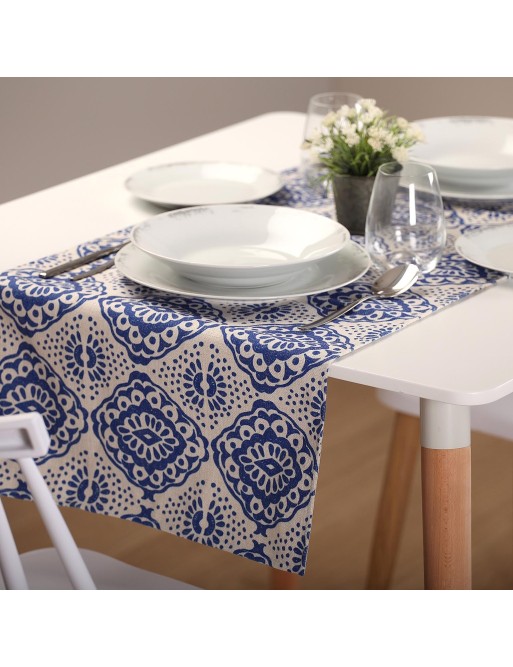 CHEMIN DE TABLE OU CHEMIN DE TABLE STAMP MODÈLE BLEU