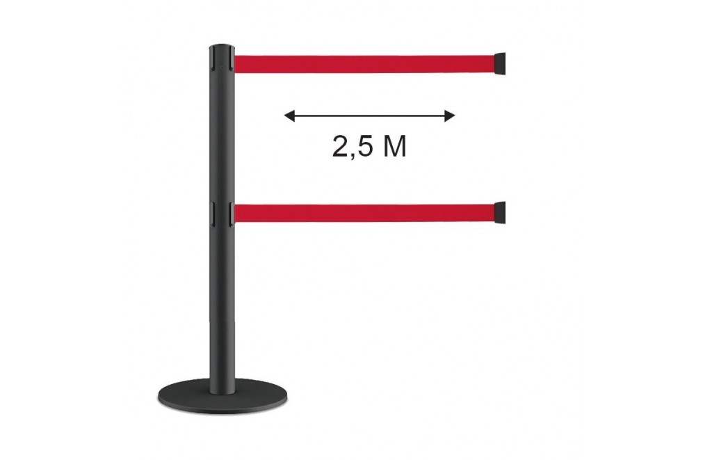 1 POSTE CINTA 2,5 metros.1 POSTE DE CINTA EXTENSIBLE RETRÁCTIL de 2,5 metros. " standard "  " POST series "