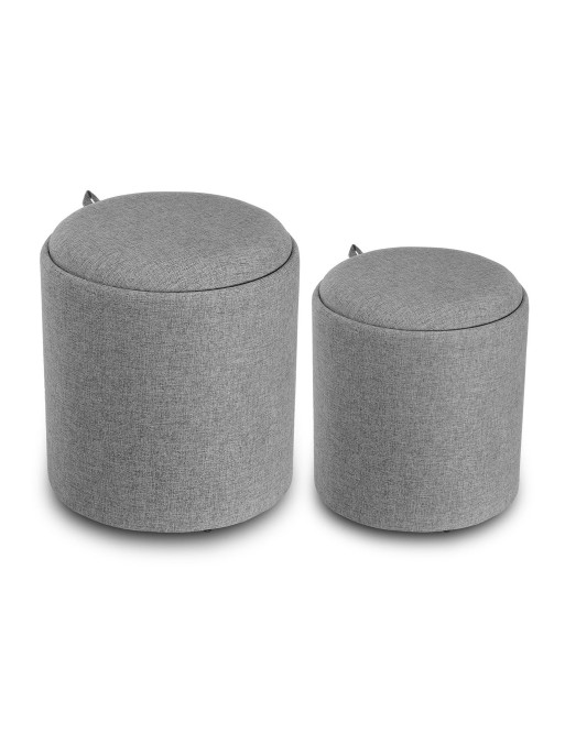 SET OF 2 POUFS WITH GREY TRAY OLIVER MODEL