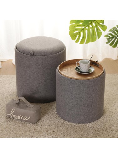 SET MIT 2 POUFS MIT GRAUEM TABLETT OLIVER MODELL