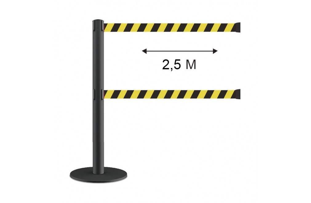 Poste separador doble cinta 2.5 metros extensible retráctil