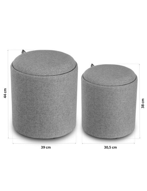 SET OF 2 POUFS WITH GREY TRAY OLIVER MODEL