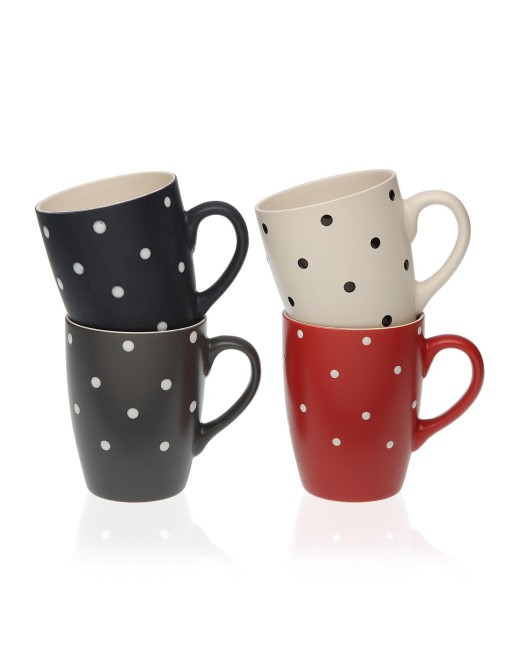 CUATRO TAZAS DESAYUNO MODELO LUNAR BLANCO Y NEGRO