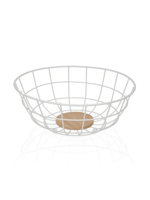 CORBEILLE À FRUITS DE CUISINE EN MÉTAL BLANC 28x12 CM