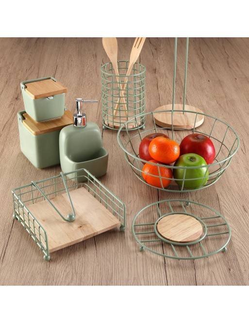 GREEN METAL KITCHEN UTENSIL HOLDER 28x12 CM GREEN METAL KITCHEN UTENSIL HOLDER 28x12 CM