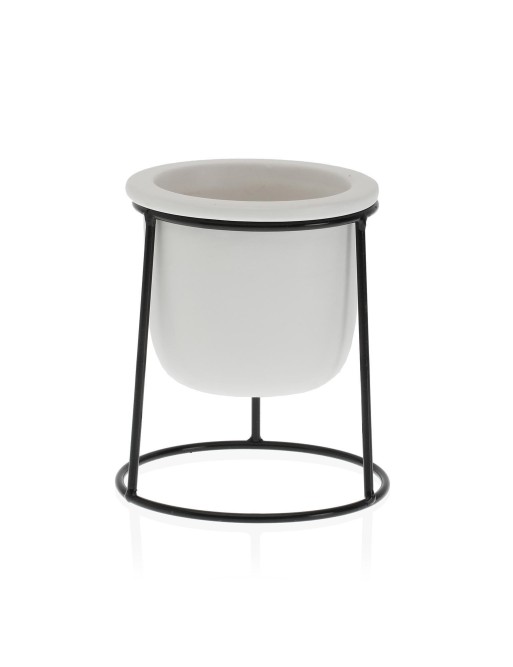 WHITE CERAMIC POT WITH METAL BASE 14.5x10 CM WHITE CERAMIC POT WITH METAL BASE 14.5x10 CM