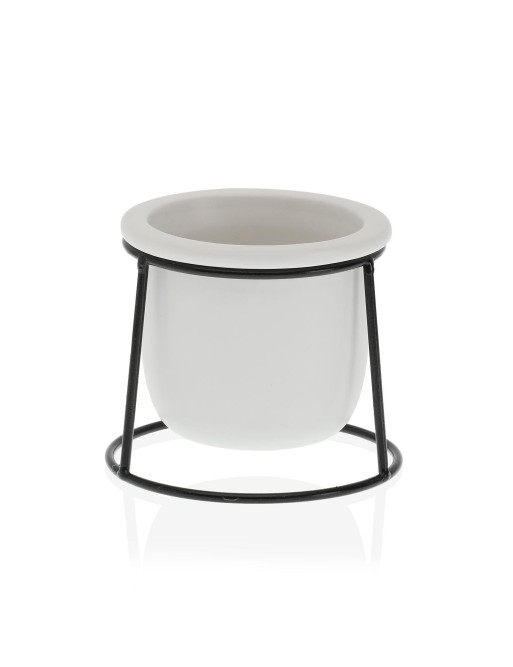 WEISSER KERAMIKTOPF MIT METALLSOCKEL 11,5x10 CM WEISSER KERAMIKTOPF MIT METALLSOCKEL 11,5x10 CM