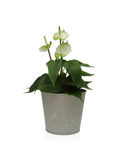 GREY METAL POT 16x18 CM