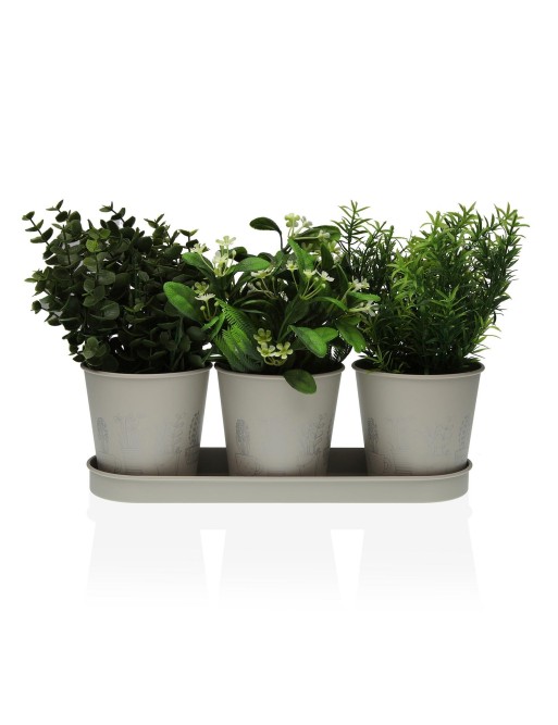 DREIFACHER METALLTOPF GRAU 33x11 CM DREIFACHER METALLTOPF GRAU 33x11 CM