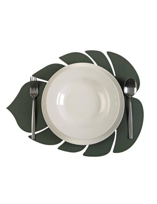 NAPPET DE TABLE MODÈLE MONSTERA VERT FONCÉ NAPPET DE TABLE MODÈLE MONSTERA VERT FONCÉ