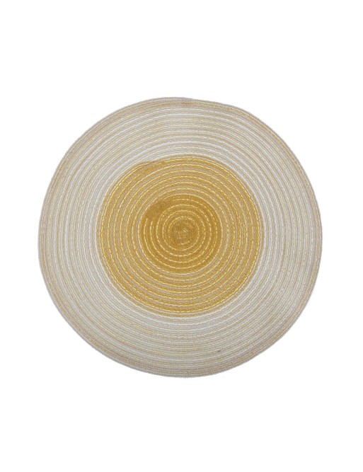 SET DE TABLE OU TISSU TRITABLE BLANC ET JAUNE 38 CM