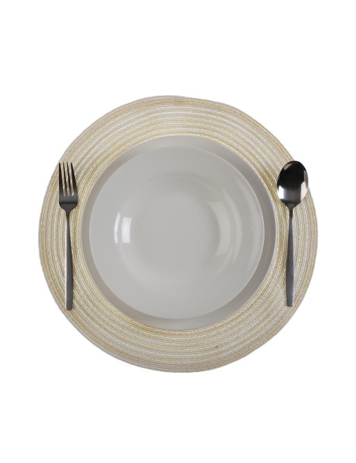 SET DE TABLE OU TISSU TRITABLE BLANC ET JAUNE 38 CM