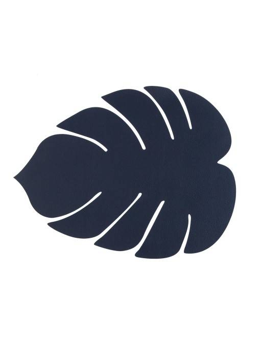 MODÈLE DE NAPPE INDIVIDUELLE MONSTERA LEAF BLEU NUIT MODÈLE DE NAPPE INDIVIDUELLE MONSTERA LEAF BLEU NUIT