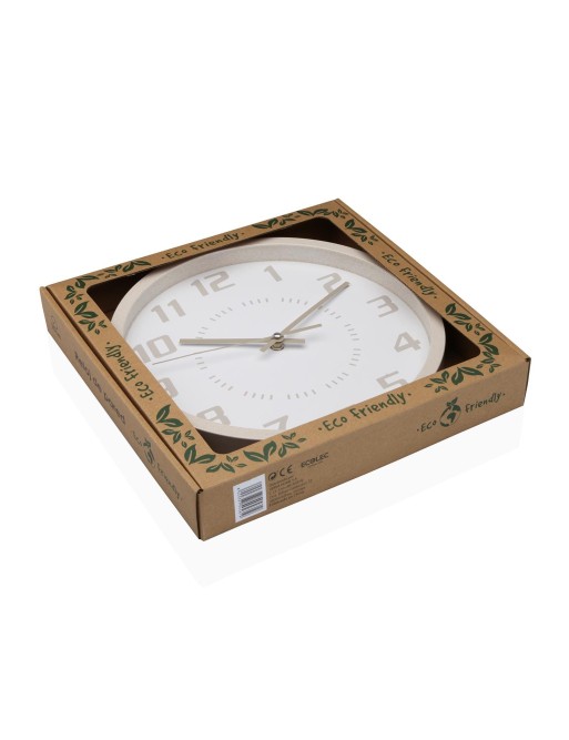 HORLOGE MURALE ÉCOLOGIQUE BEIGE DE 30 CM HORLOGE MURALE ÉCOLOGIQUE BEIGE DE 30 CM