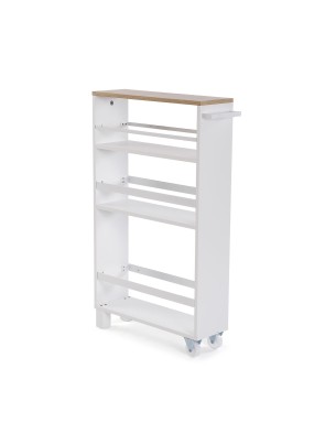 KITCHEN TROLLEY WITH WHEELS WHITE AND 3 SHELVES