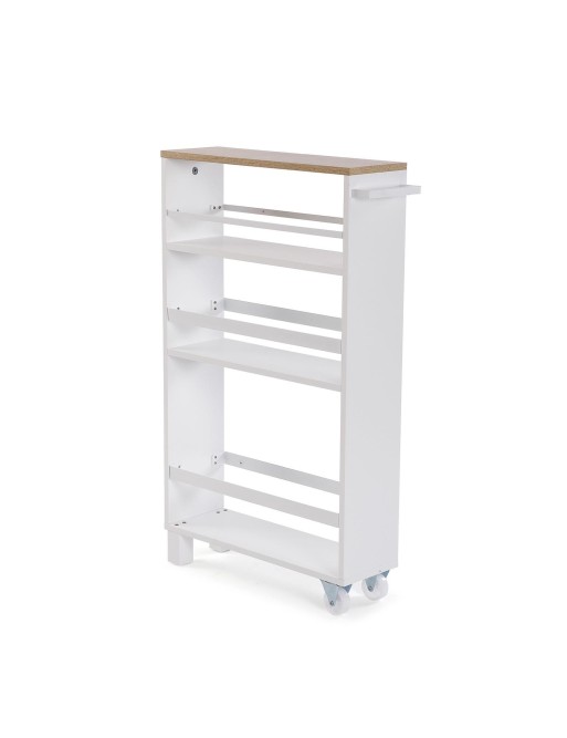 KITCHEN TROLLEY WITH WHEELS WHITE AND 3 SHELVES