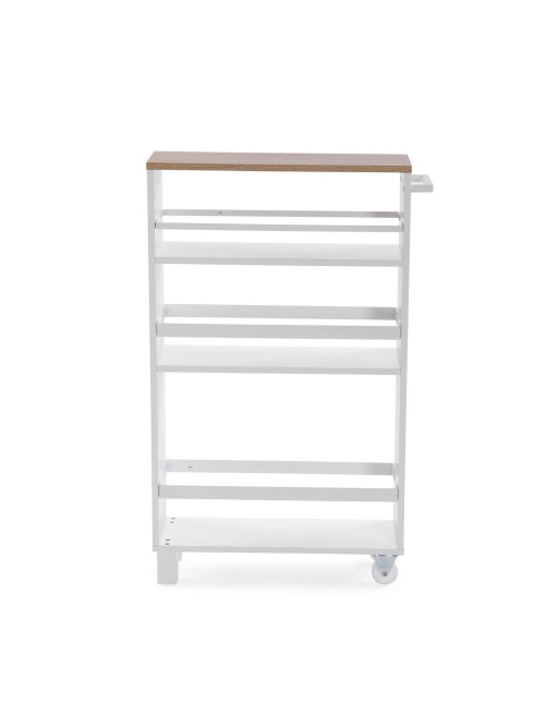 KITCHEN TROLLEY WITH WHEELS WHITE AND 3 SHELVES