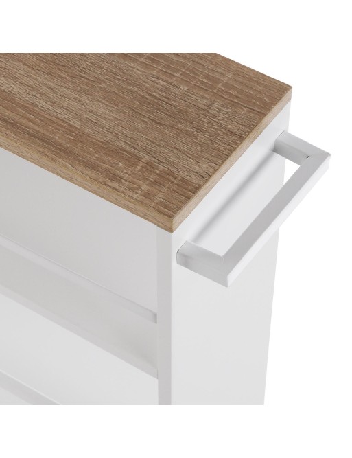 KITCHEN TROLLEY WITH WHEELS WHITE AND 3 SHELVES