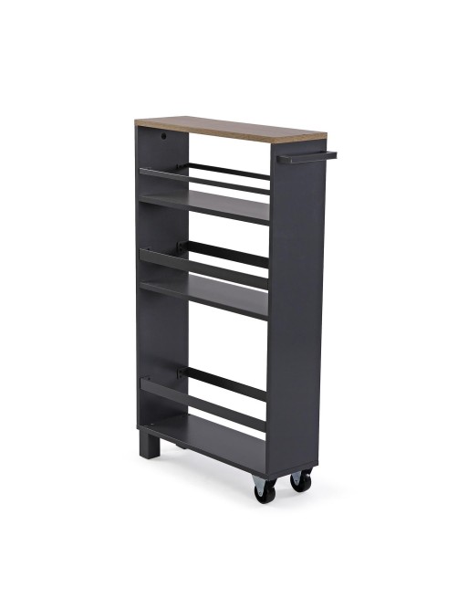 KITCHEN TROLLEY WITH WHEELS GREY AND 3 SHELVES