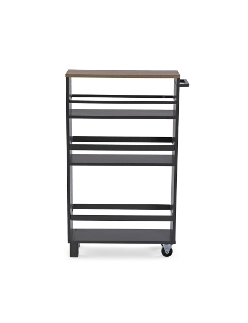 KITCHEN TROLLEY WITH WHEELS GREY AND 3 SHELVES