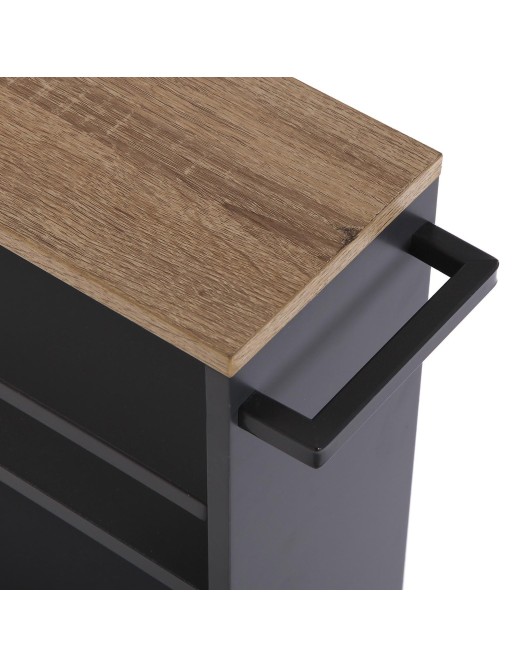 KITCHEN TROLLEY WITH WHEELS GREY AND 3 SHELVES